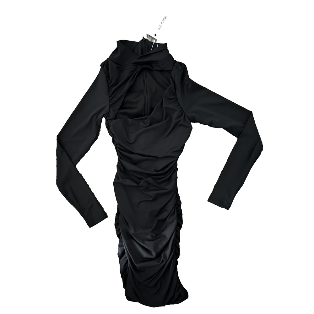 Womens Alana Eve Size XS New w Tags Black CutOut Bodycon Ruched Dress 33" Length